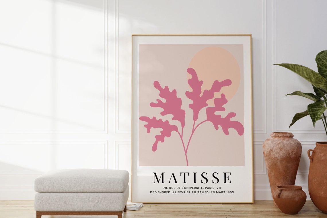 Henri Matisse 1953 Paris Exhibition Pink Cut Out Botanical Poster - Image 4