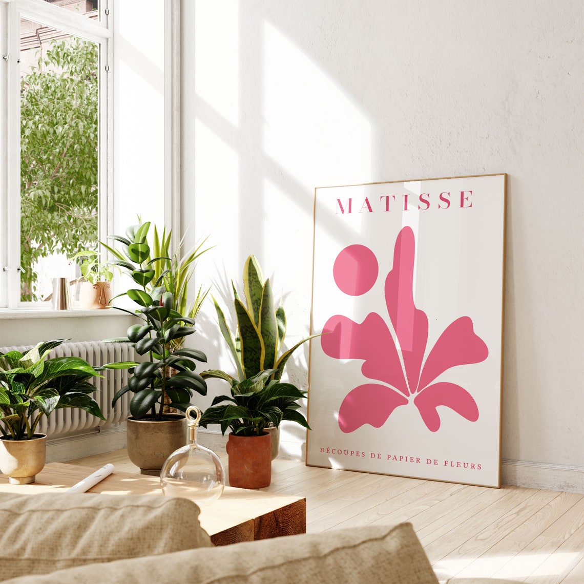 Matisse Pink Cut Out Floral Shape Print Modern Illustration Abstract Poster Minimalist Pink Artwork Gift For Her Original Wall Art Deco - Image 4
