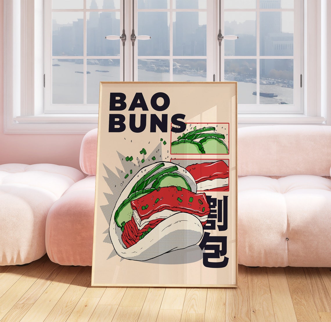 Bao Buns Pop Art Kitchen Gua Bao Chinese Food Illustration Print - Image 2
