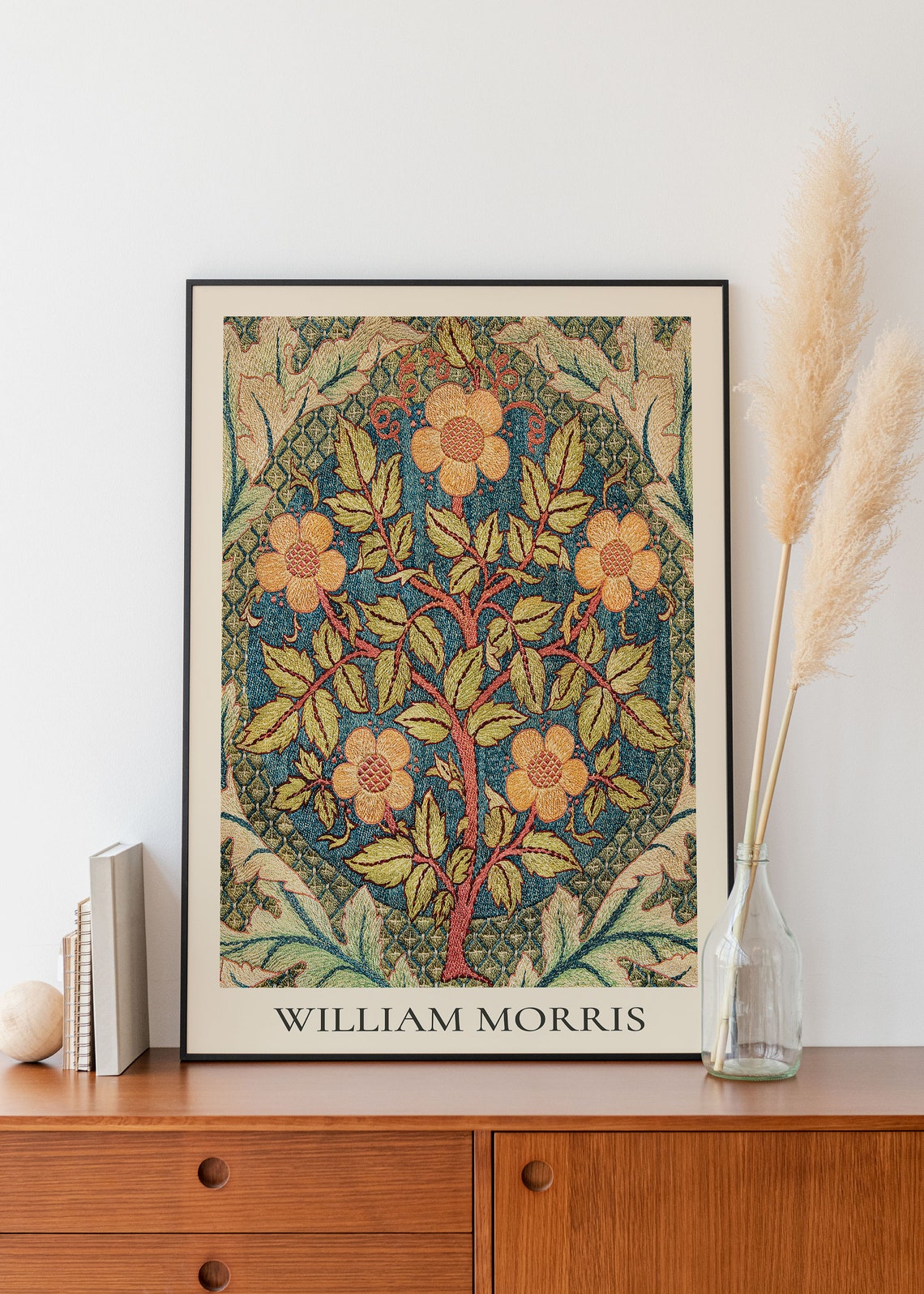 William Morris Orange Blossom Tree Floral Textile Pattern Poster - Image 2