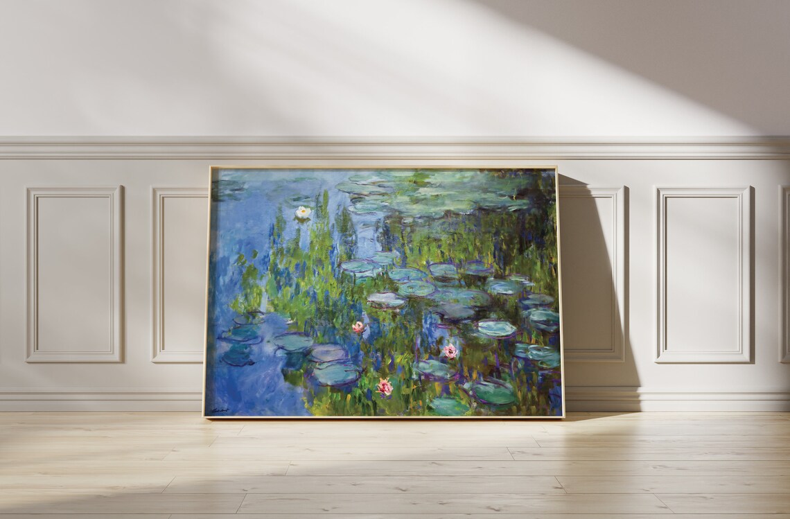 Claude Monet Water Lilies Pond Blue Reflections Impressionist Nature Poster - Image 3