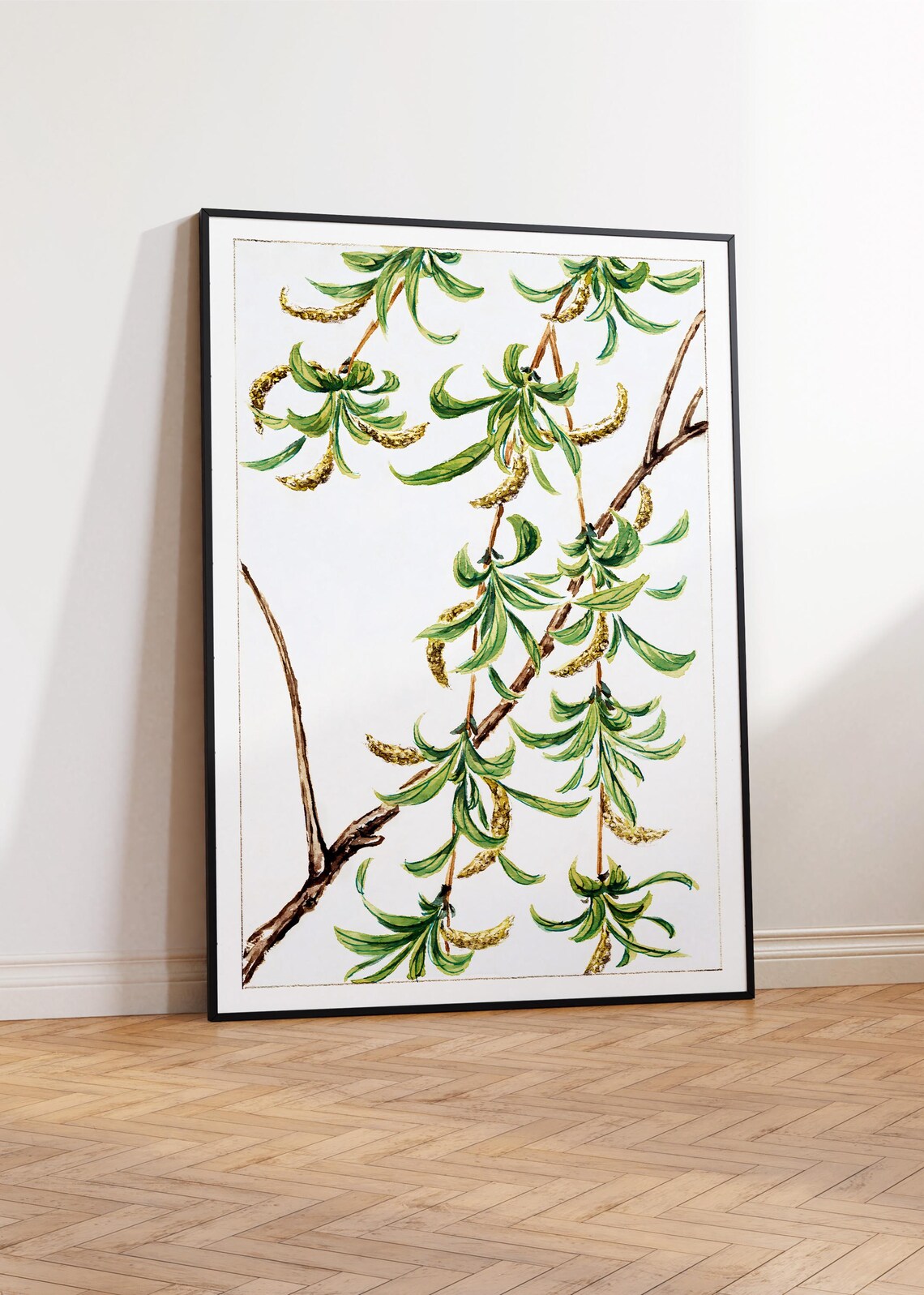 Willow Tree Branches With Catkins Japanese Botanical Zen Watercolor Poster - Image 4