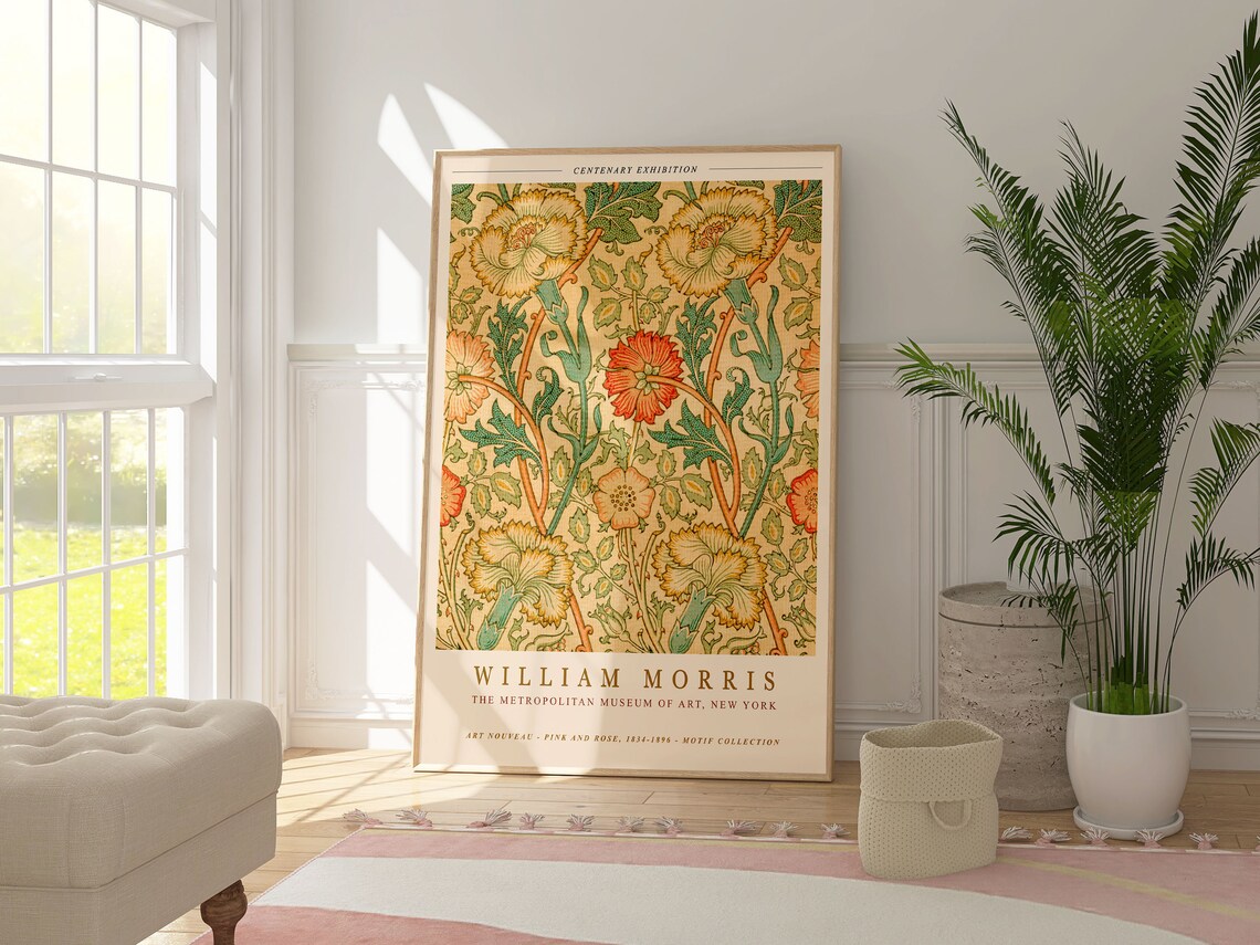 William Morris Pink and Rose Centenary Exhibition Floral Poster - Image 5