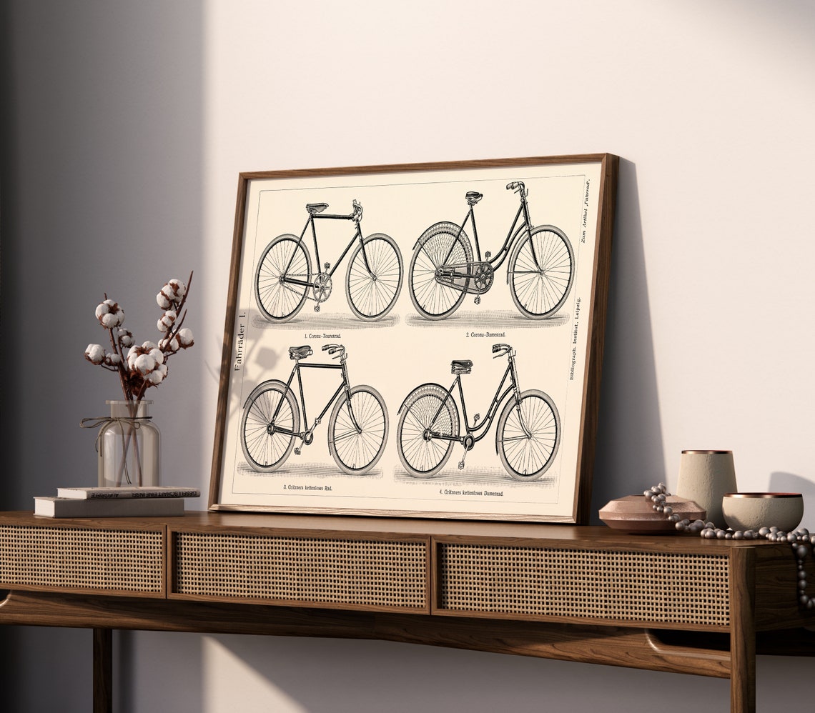 Vintage Bicycle Chart Antique German Fahrräder Technical Art Print - Image 2