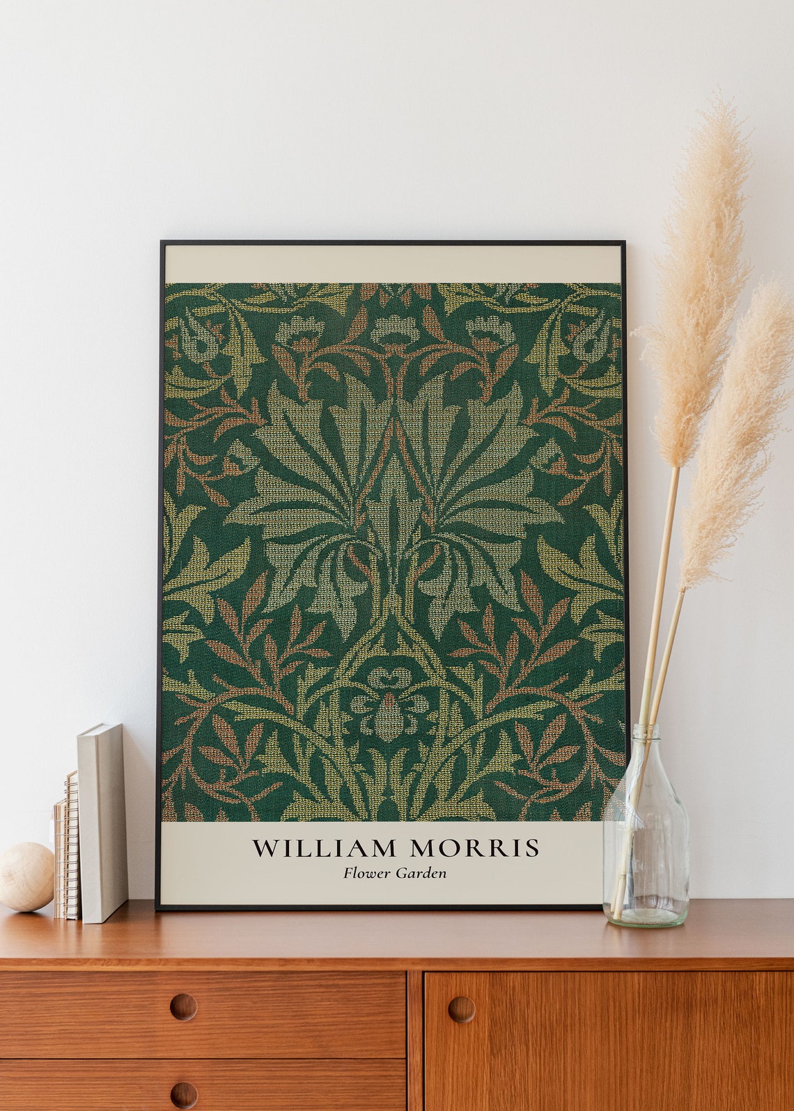 William Morris Flower Garden Green Foliage Textile Pattern Poster - Image 2