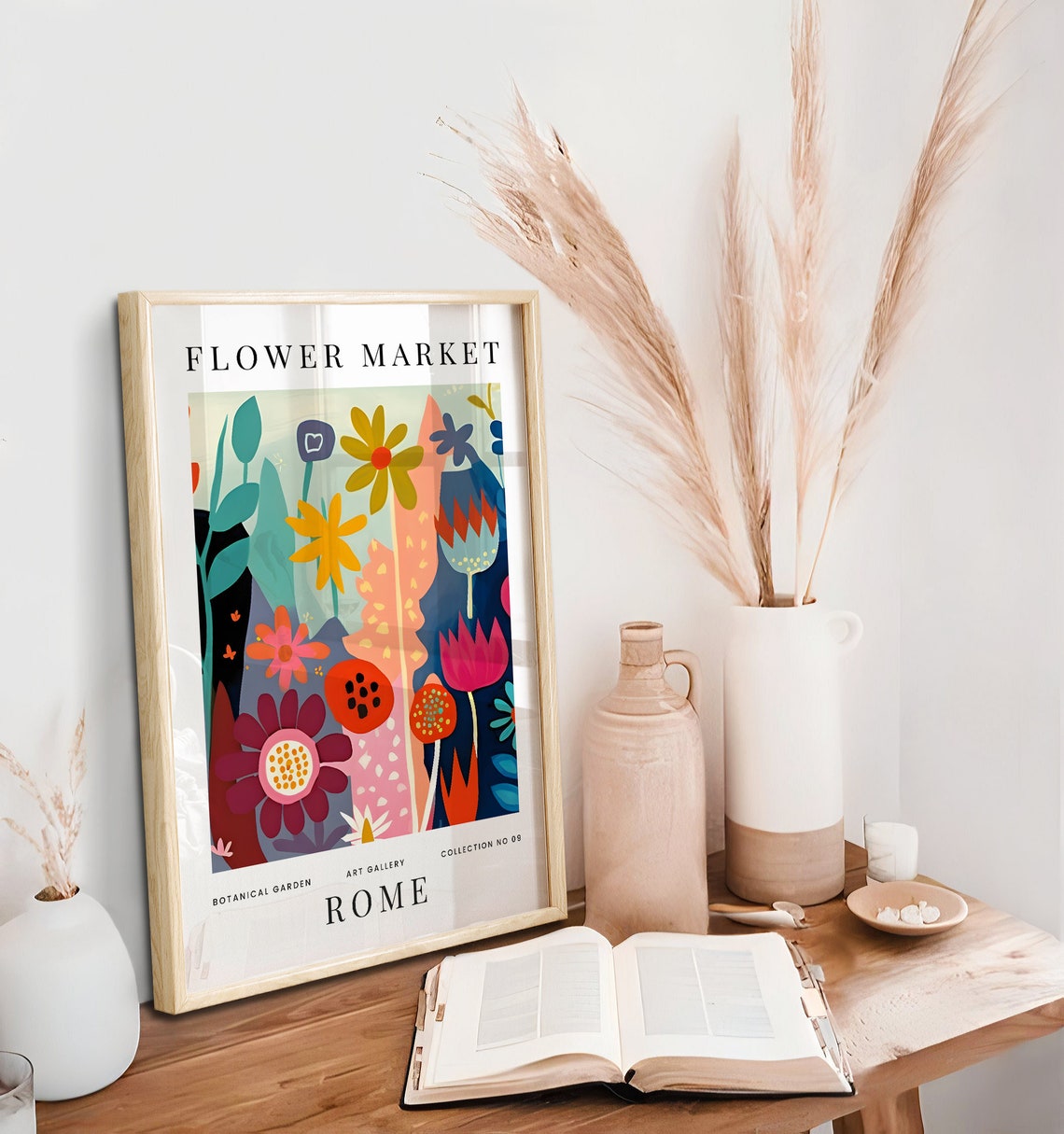 Rome Flower Market Colorful Botanical Floral Illustration Poster - Image 2