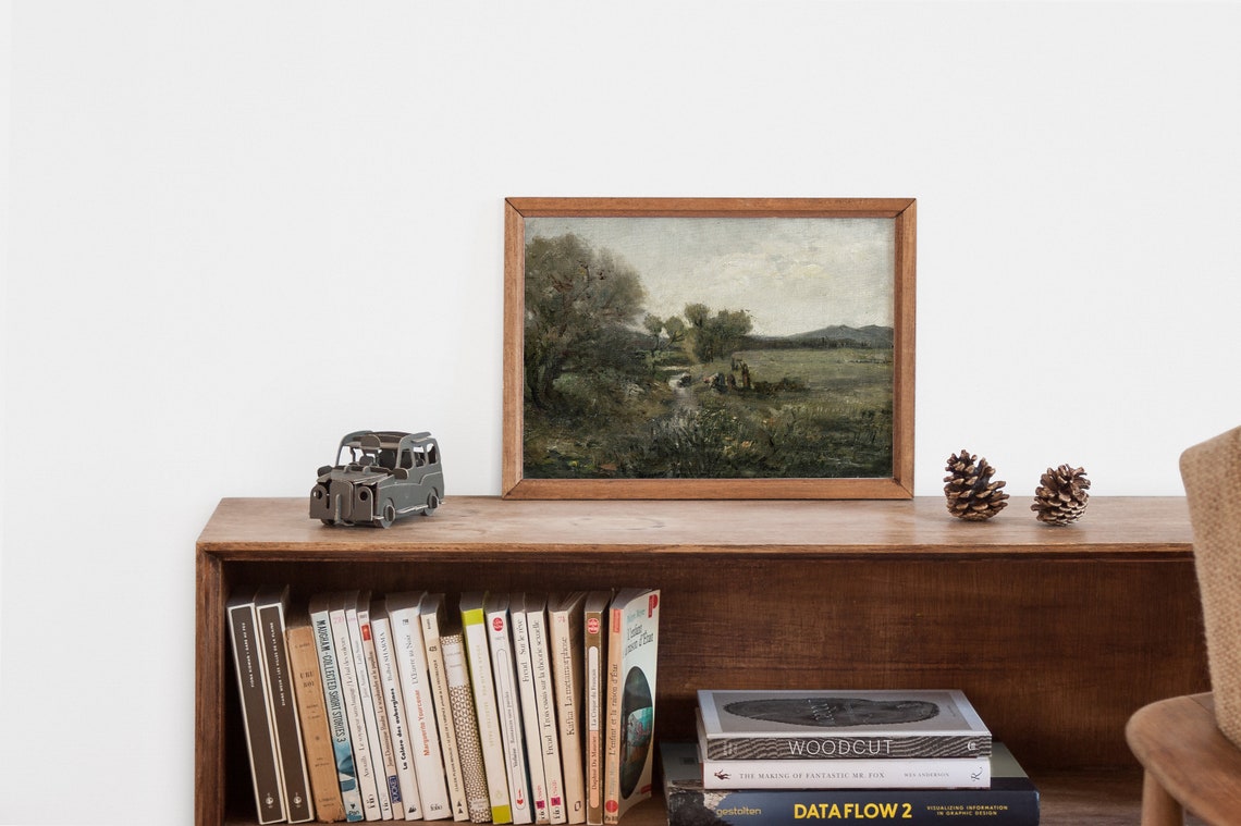 Vintage Landscape Wall Art Meadow Oil Painting Landscape Print Landscape Art Oil Painting Vintage French Country Wall Decor - Image 2