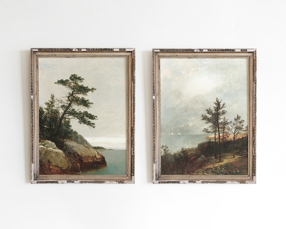 Vintage Tree Landscape Art Print, Farmhouse Style