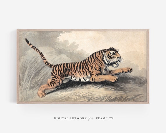 Vintage Tiger Art Print, Boho Animal Decor