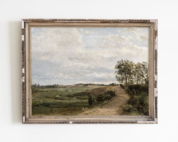 Antique Painting Vintage Country Landscape Art Print