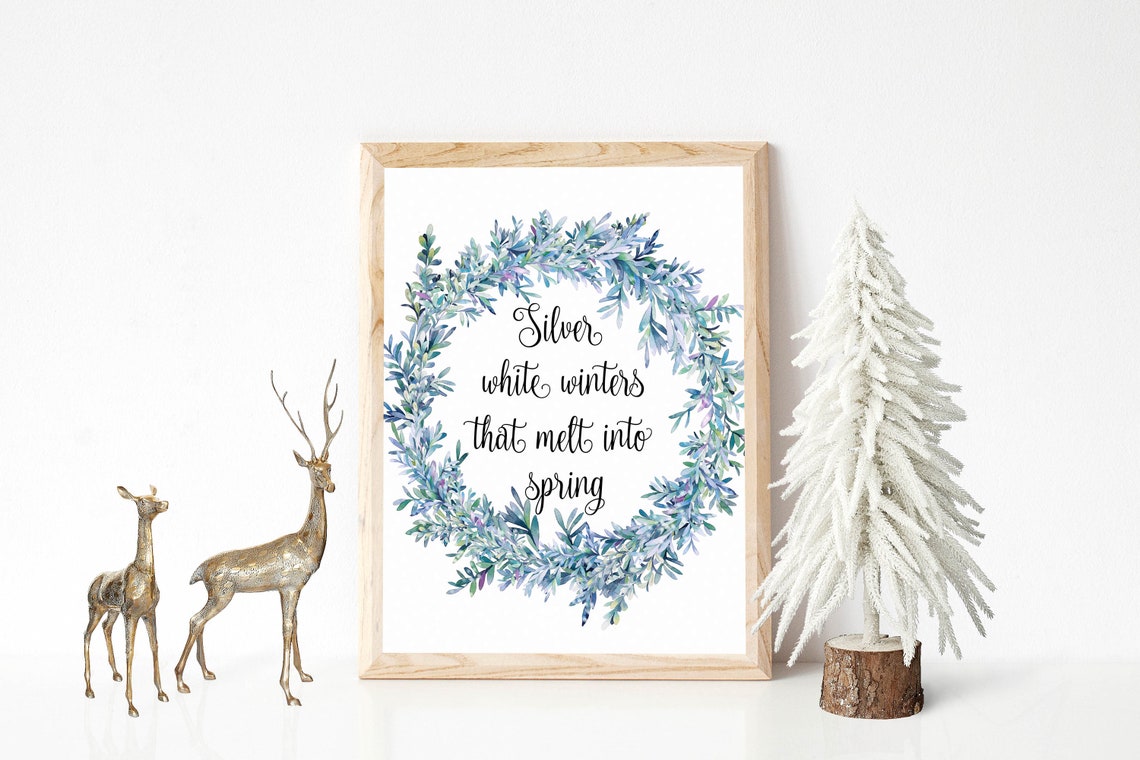 Silver White Winters That Melt Into Spring Frosty Wreath Poster - Image 6