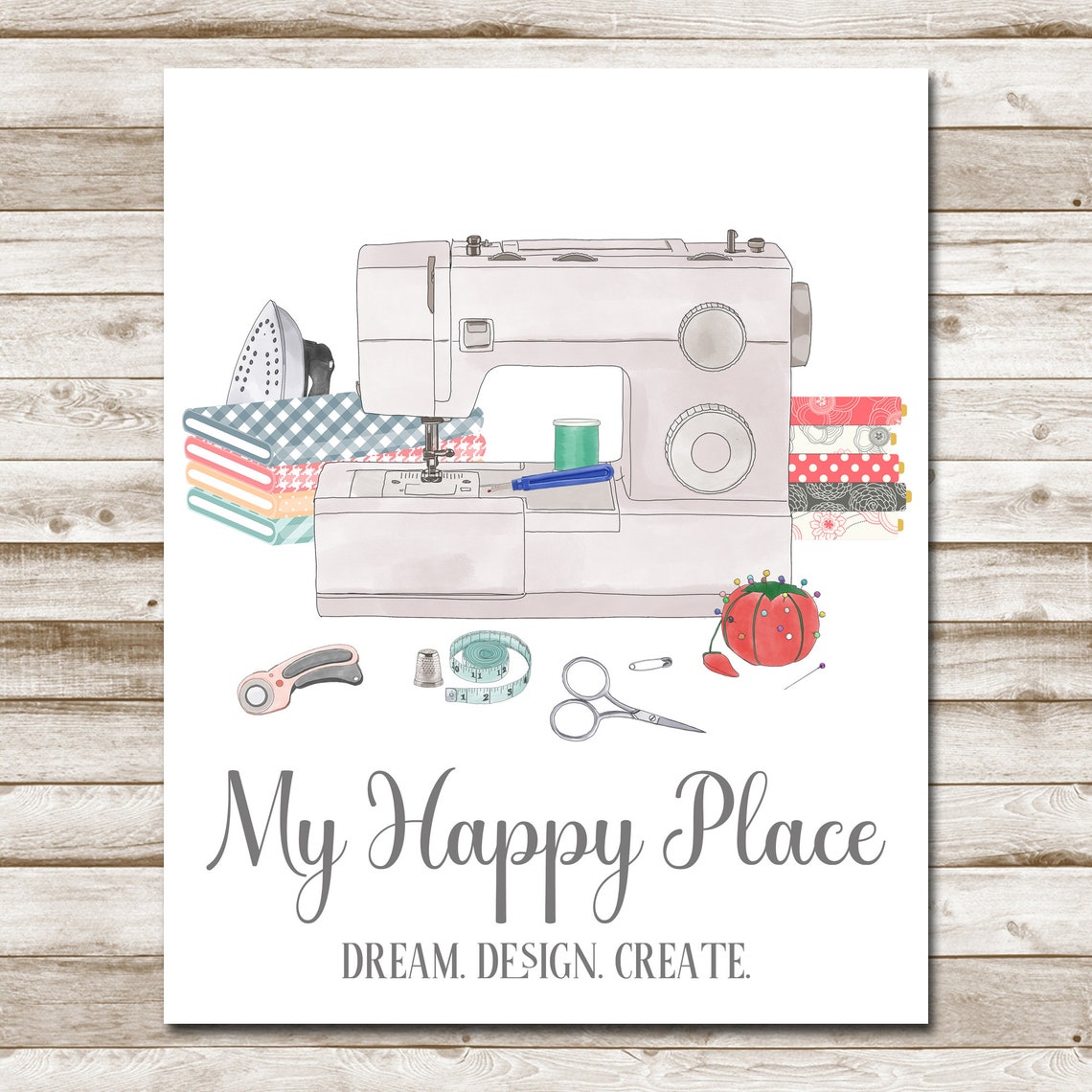 My Happy Place Dream Design Create Sewing Machine Craft Room Poster - Image 7