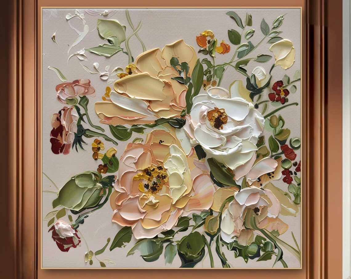 Romantic Blooms Neutral Tones Flower Art Print