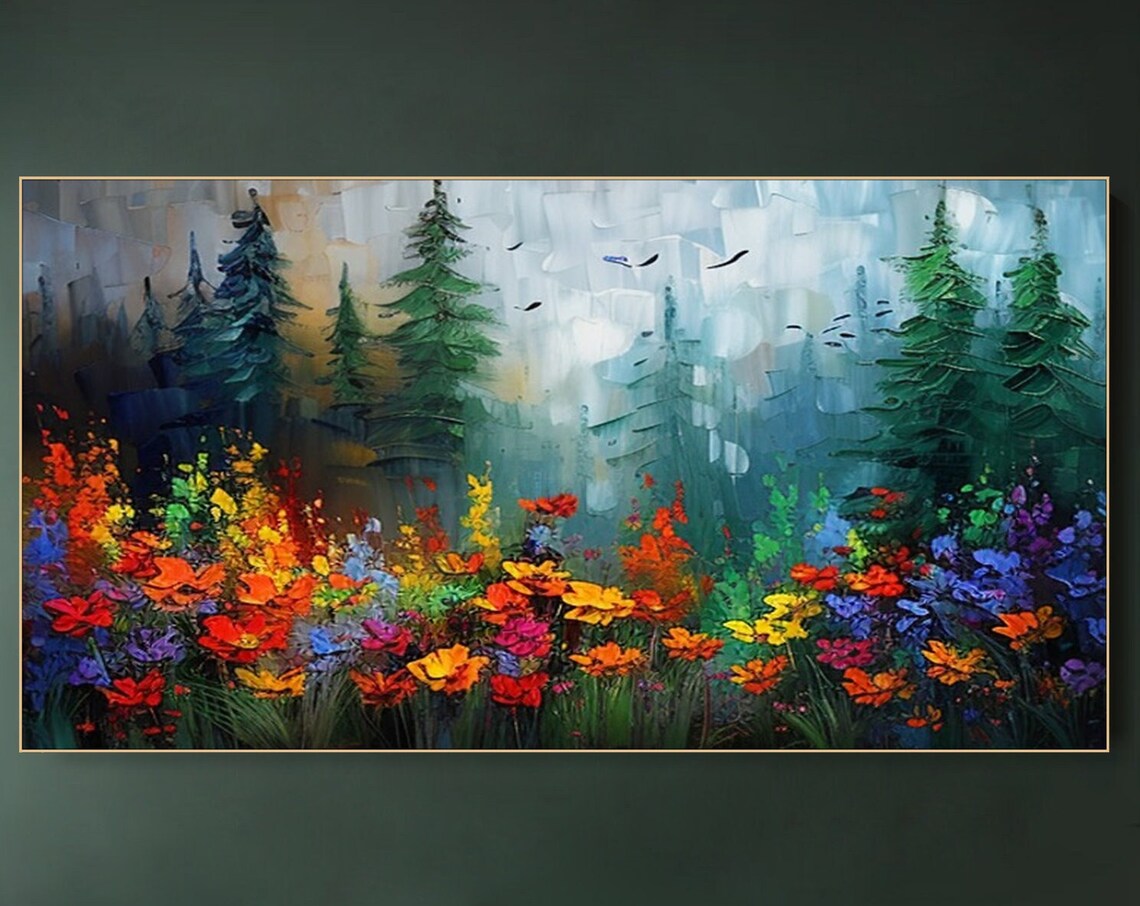 Colorful Forest Tree Art Print, Contemporary Landscape