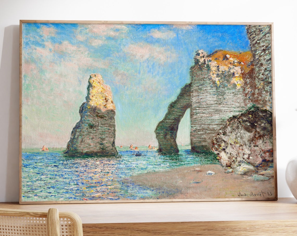 Monet The Cliffs At Etetat Poster Natural Landscape Blue Coastal Art Print Seascape Artwork Modern Art Wall Decor Housewarming Gift