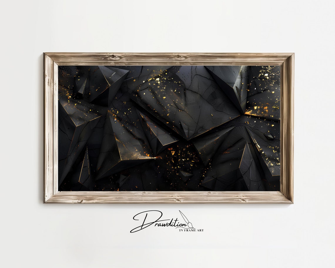 Black and Gold Geometric Abstract Luxury Metallic Modern Poster