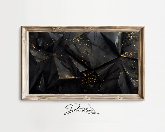 Frame Tv Art Black Gold Abstract Frame Tv Art 3d Geometric Black Gold Abstract For Frame Tv Art Geometric Black Abstract