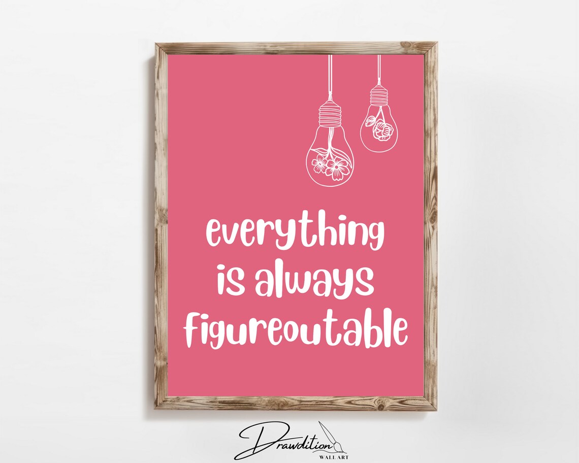 Everything Is Always Figureoutable Pink Floral Quote Motivational Poster