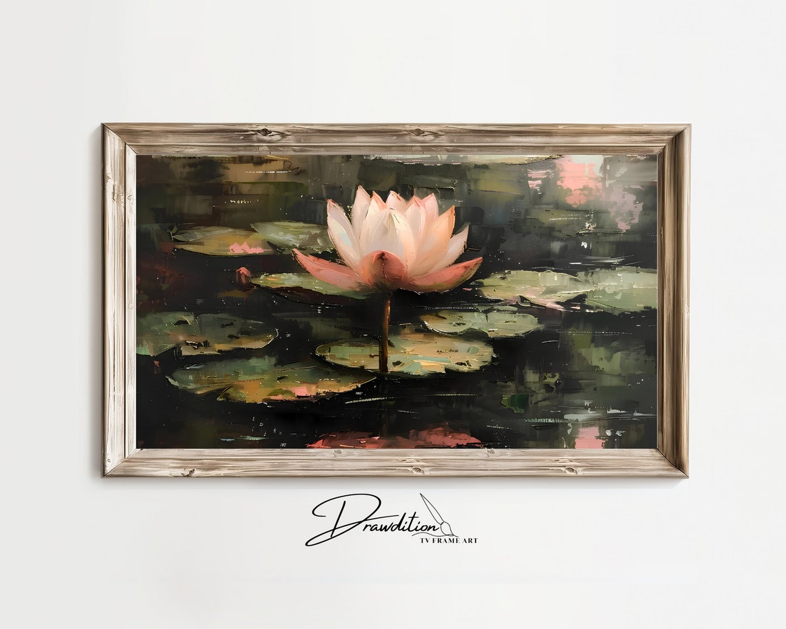 Water Lily Pond Oil Painting Floral Botanical Serene Garden Poster
