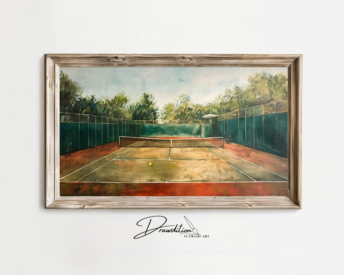 Tennis Frame Tv Art Frame Tv Art Tennis Court Frame Tv Art Tennis Painting In Frame Tv Art Tennis Player Art Tennis Decor
