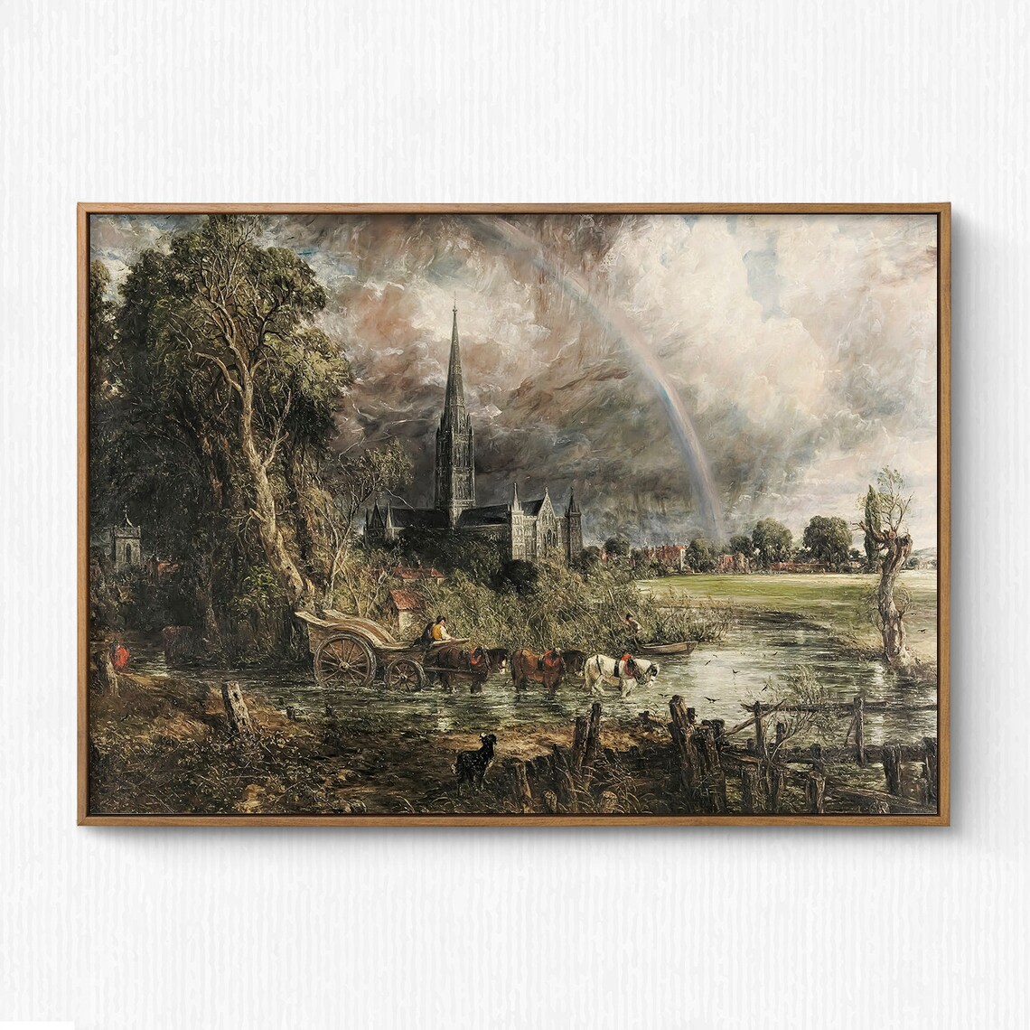 Vintage Cathedral Landscape Oil Painting Art Print