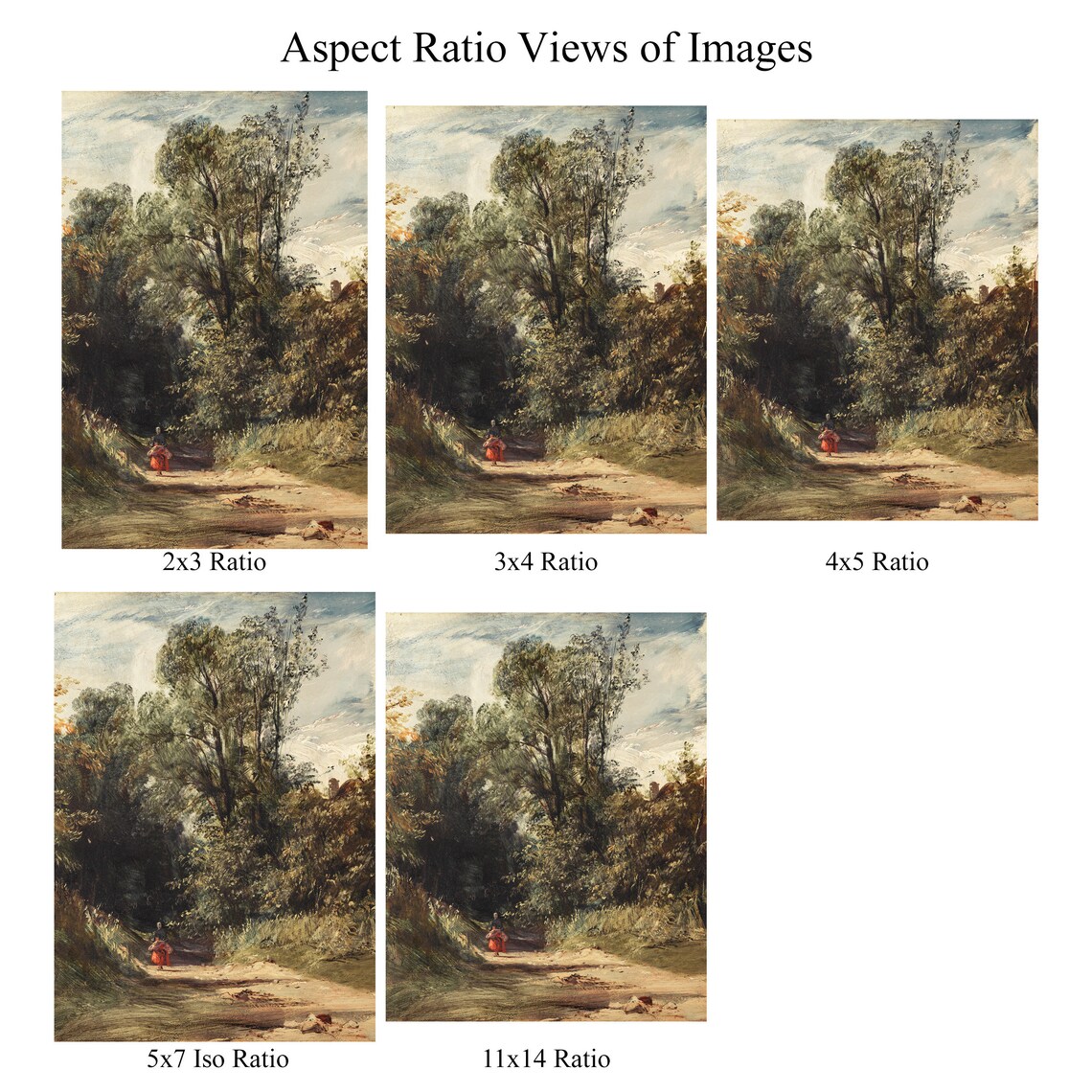 Antique Farmhouse Landscape Nature Painting Poster - Image 2