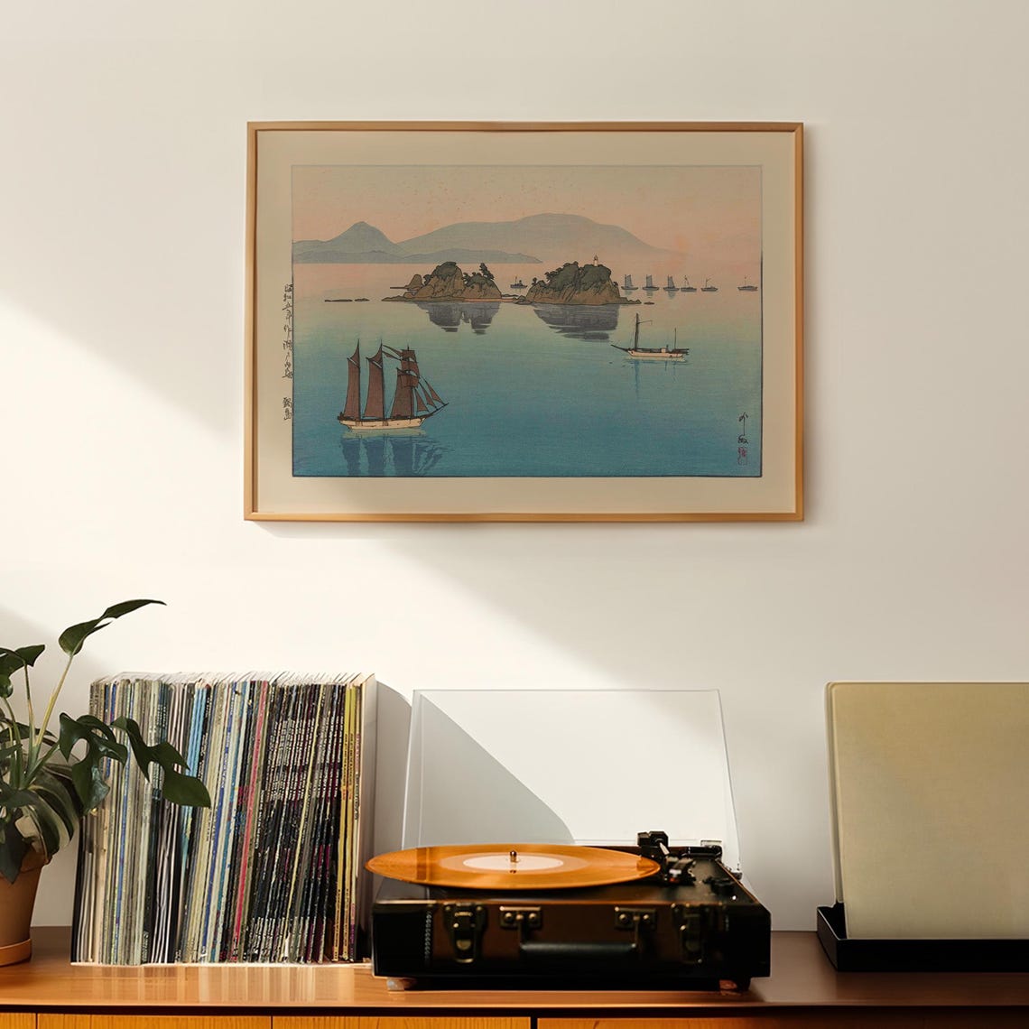 Yoshida Hiroshi Nabeshima Sailing Ship Sunset Sea Woodblock Art Poster - Image 4