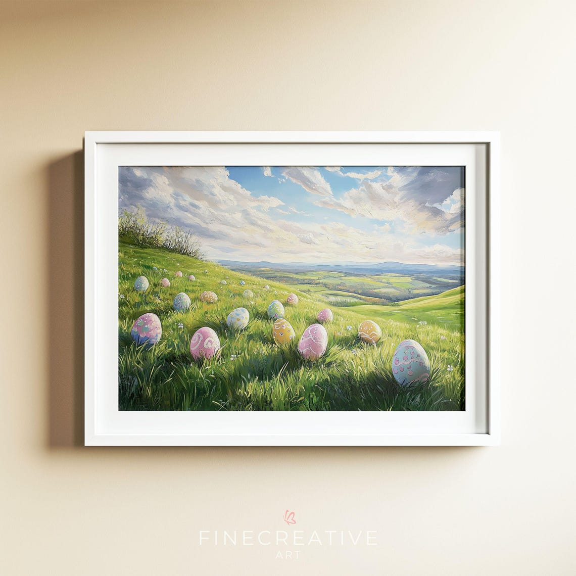 Easter Eggs Scattered On Rolling Green Spring Hillside Print - Image 4
