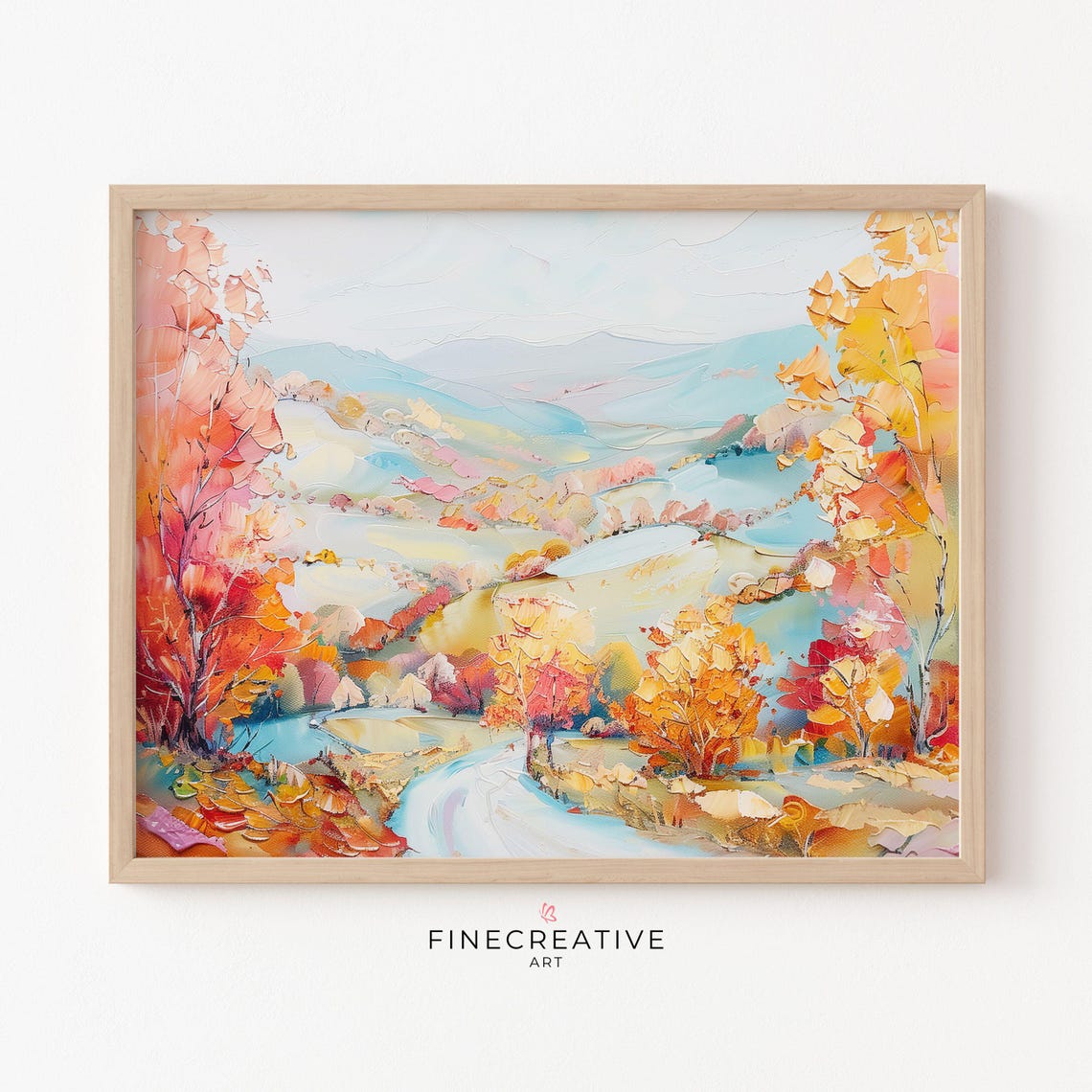 Autumn Valley Rolling Hills Pastel Fall Landscape Painting Poster