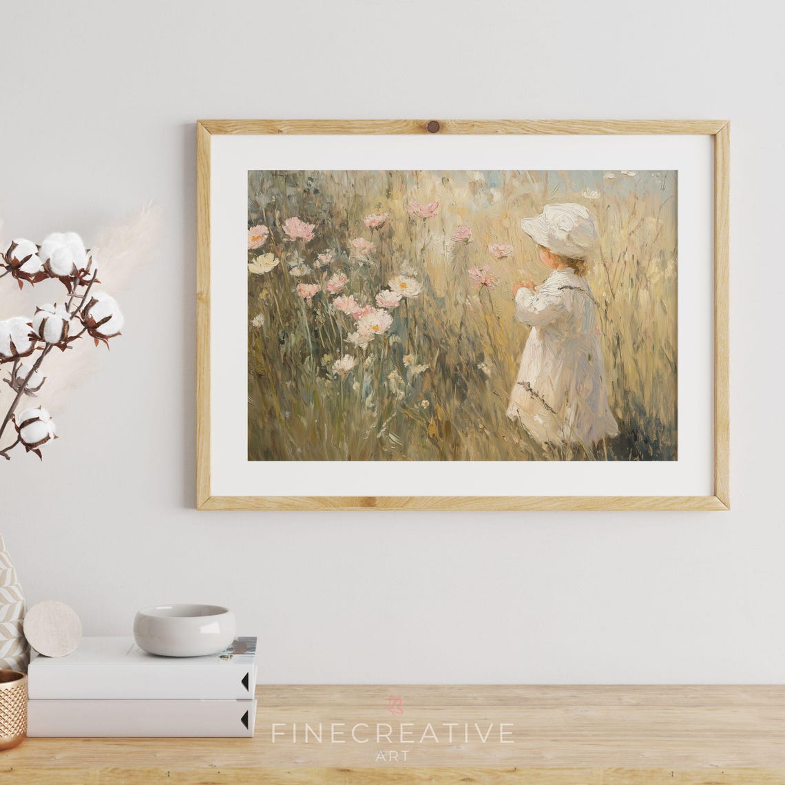 Vintage Girl In Flower Field Print Floral Painting Wall Art Countryside Print Moody Spring Art G61 - Image 4