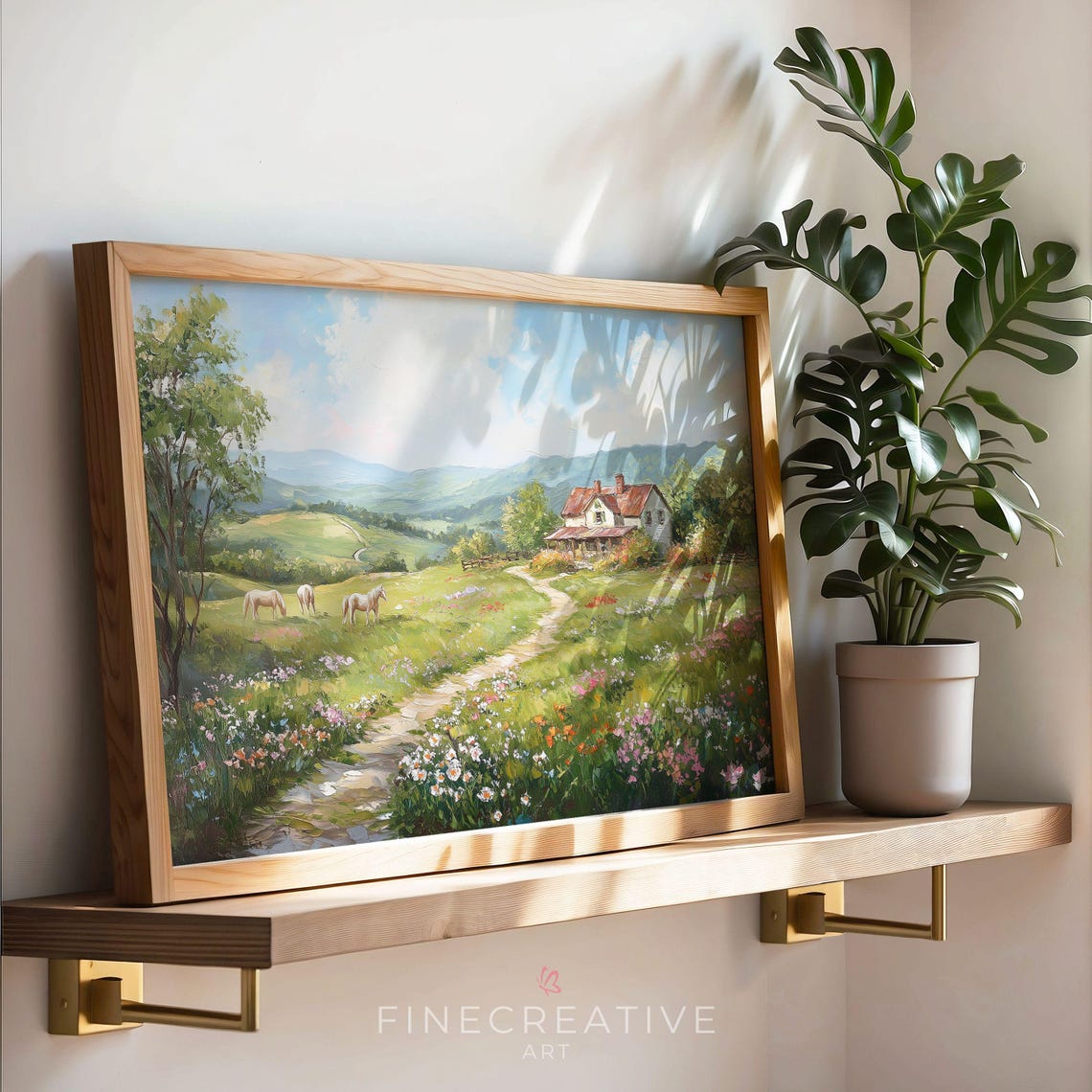 Farmhouse Print Spring Painting Wall Art Countryside Art Print Spring Country Landscape Art G46 - Image 3