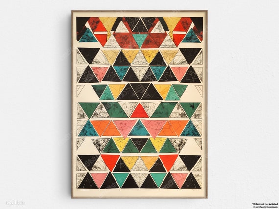 Geometric Abstraction Triangles Original Midcentury Modern Minimalist Wall Art