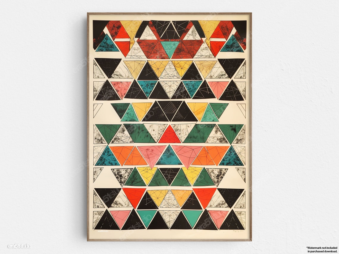 Geometric Abstraction Triangles Original Midcentury Modern Minimalist Wall Art