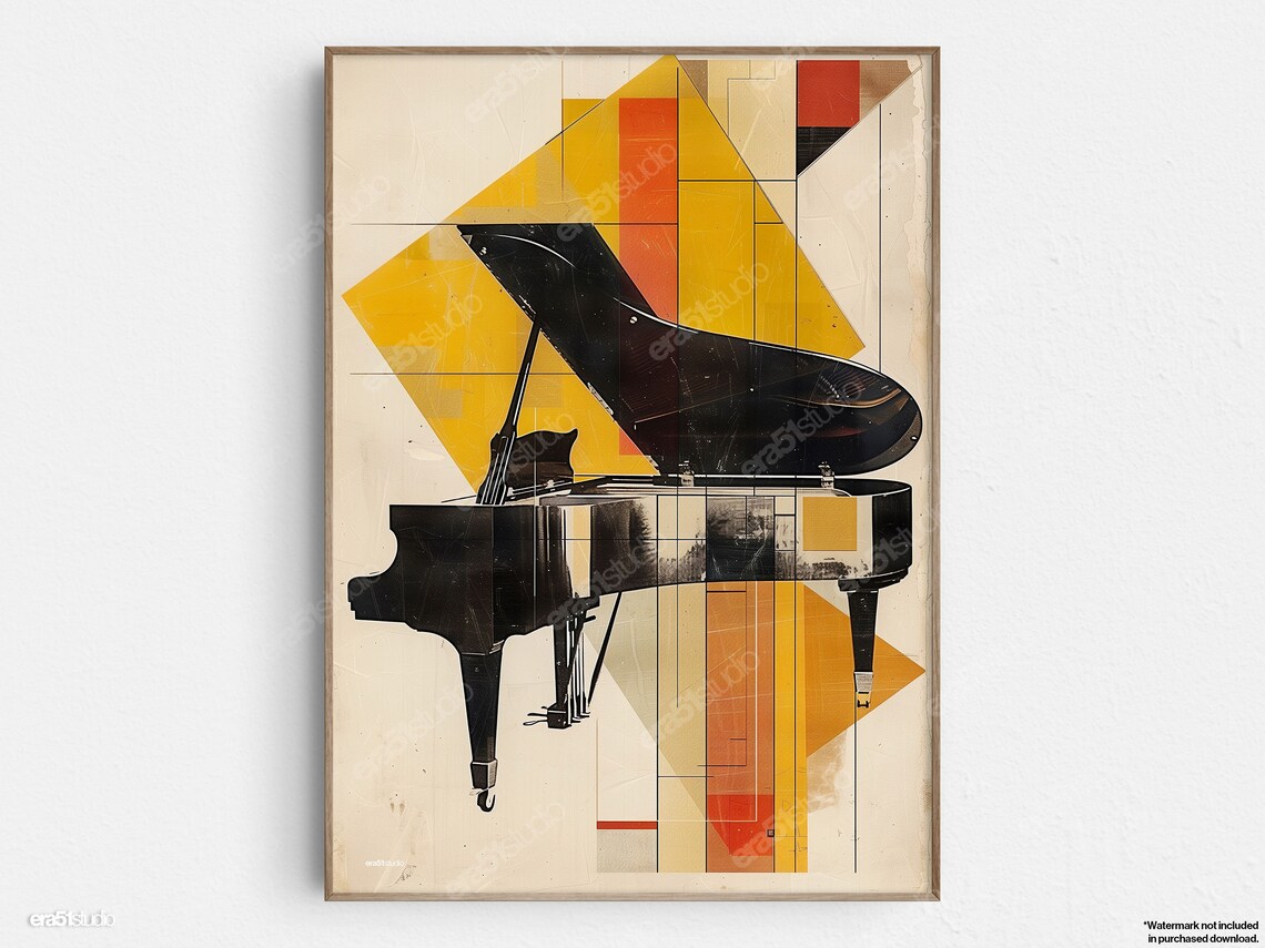 Geometric Grand Piano Mid-Century Modern Art Print