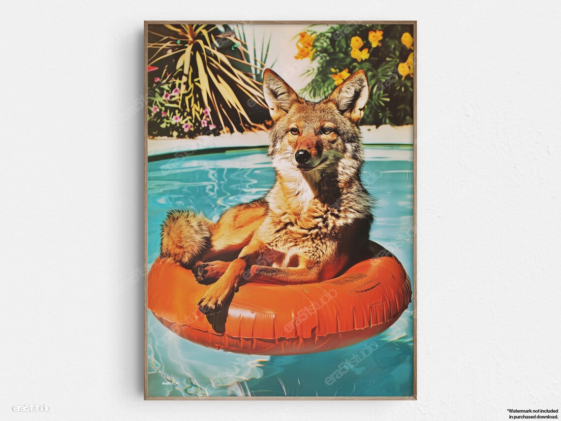 Coyotes La Poolside Retreat Mid-Century Poster