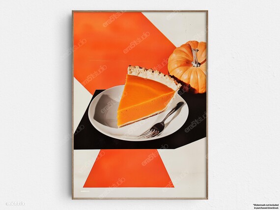 Pumpkin Pie Geometric Modern Original Midcentury Minimalist Wall Art