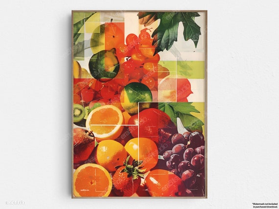 Citrus Medley Collage, Mid-Century Modern Art Print