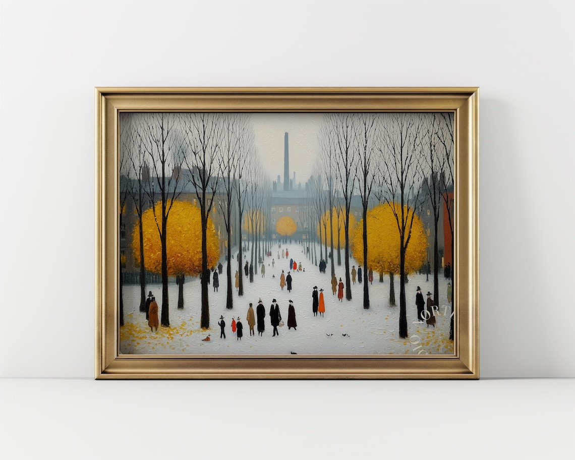 Autumn Park Scene, Vintage Oil Painting Art Print
