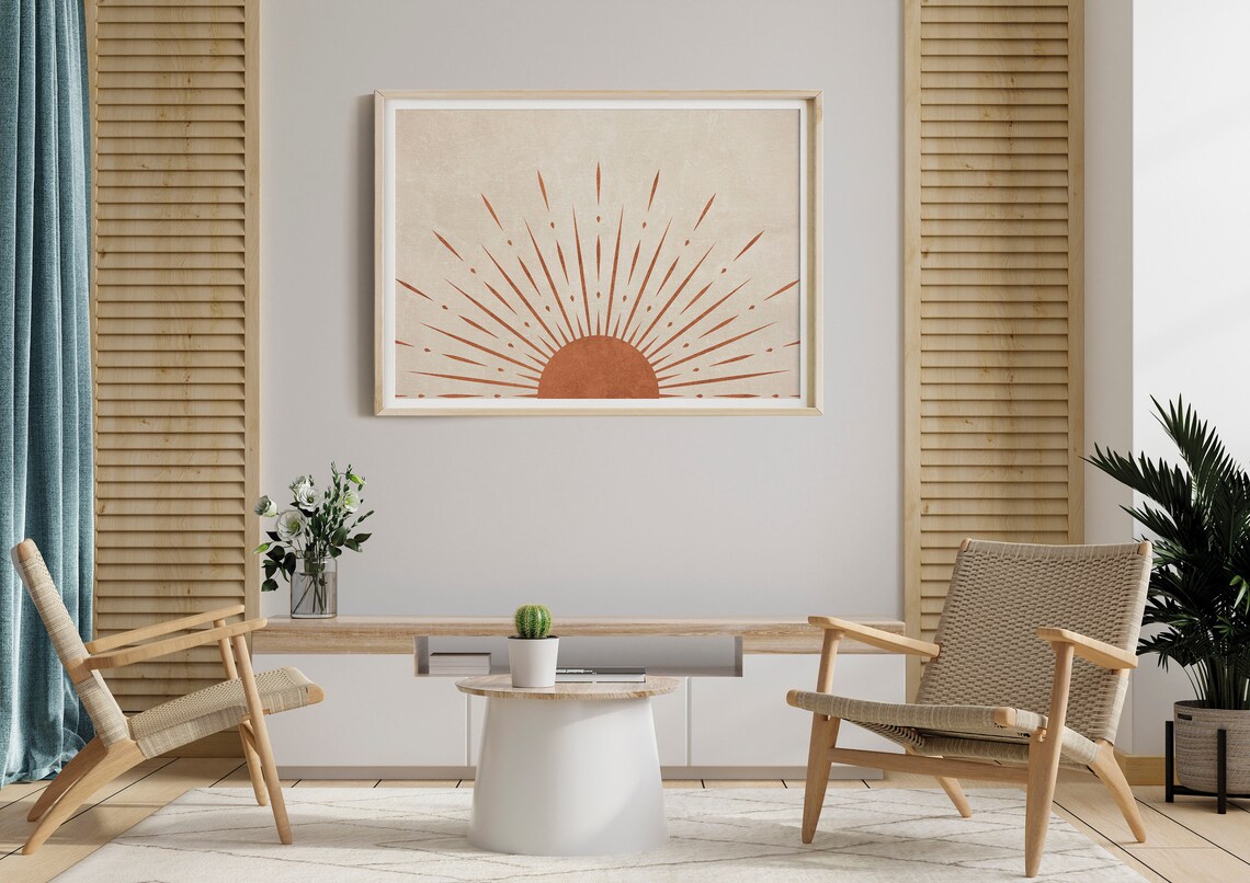 Sun Wall Print, Boho Abstract Sunset Art Print - Image 2
