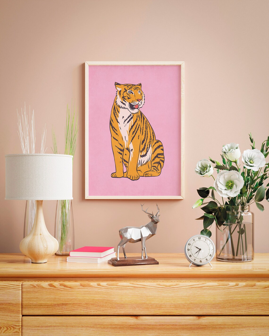 Tiger Print Wall Art, Minimal Preppy Decor - Image 2