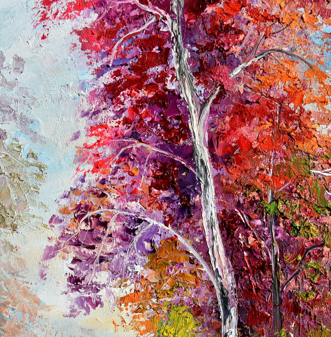 Autumn Painting Fall Art Autumn Landscape Autumn Trees Art Impasto Painting Textured Painting Landscape Painting Palette Knife Art Autumn - Image 5