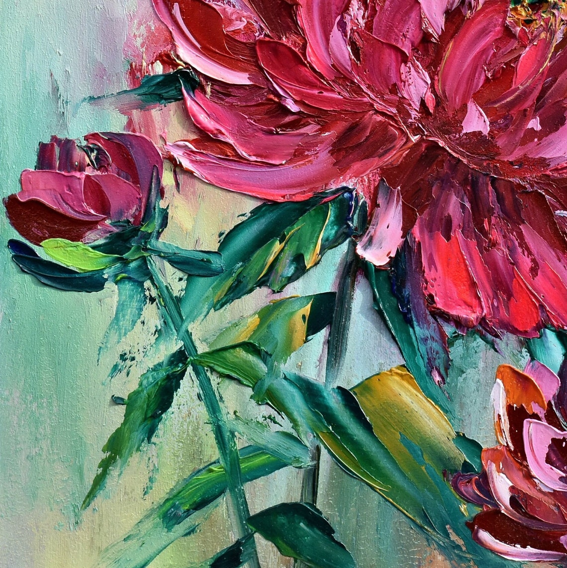 Pink Peony Painting Peony Oil Painting Peony Wall Art Impasto Painting Original Peony Art Painting In Oil Peony Art Floral Artwork Pink - Image 4