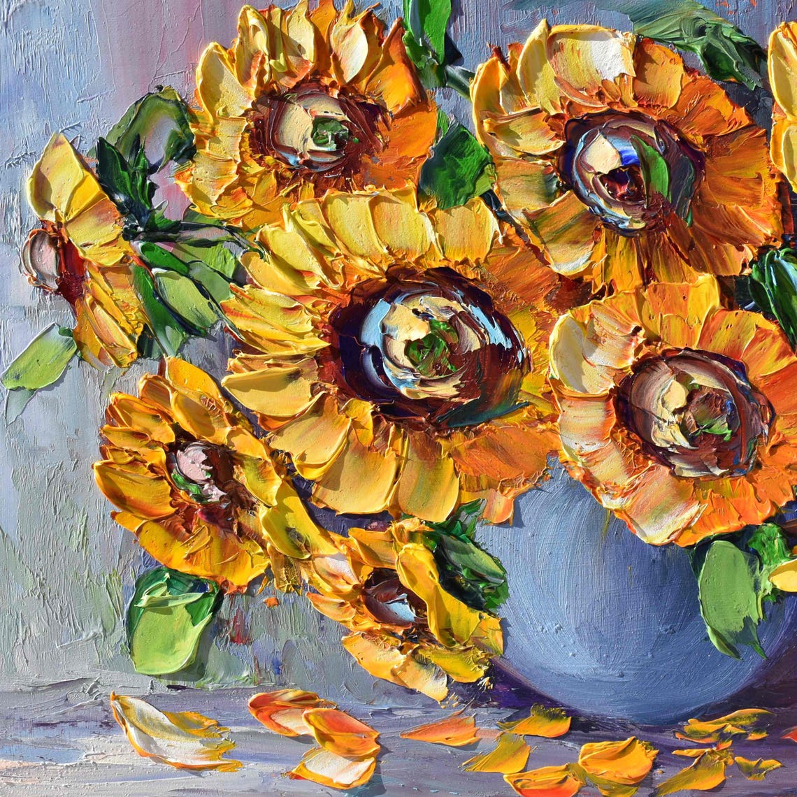 Sunflowers Painting Small Wall Art Impasto Oil Painting Sunflower Art 3d Oil Painting Miniature Painting Oil Art Summer Flower Art Sunflower - Image 5