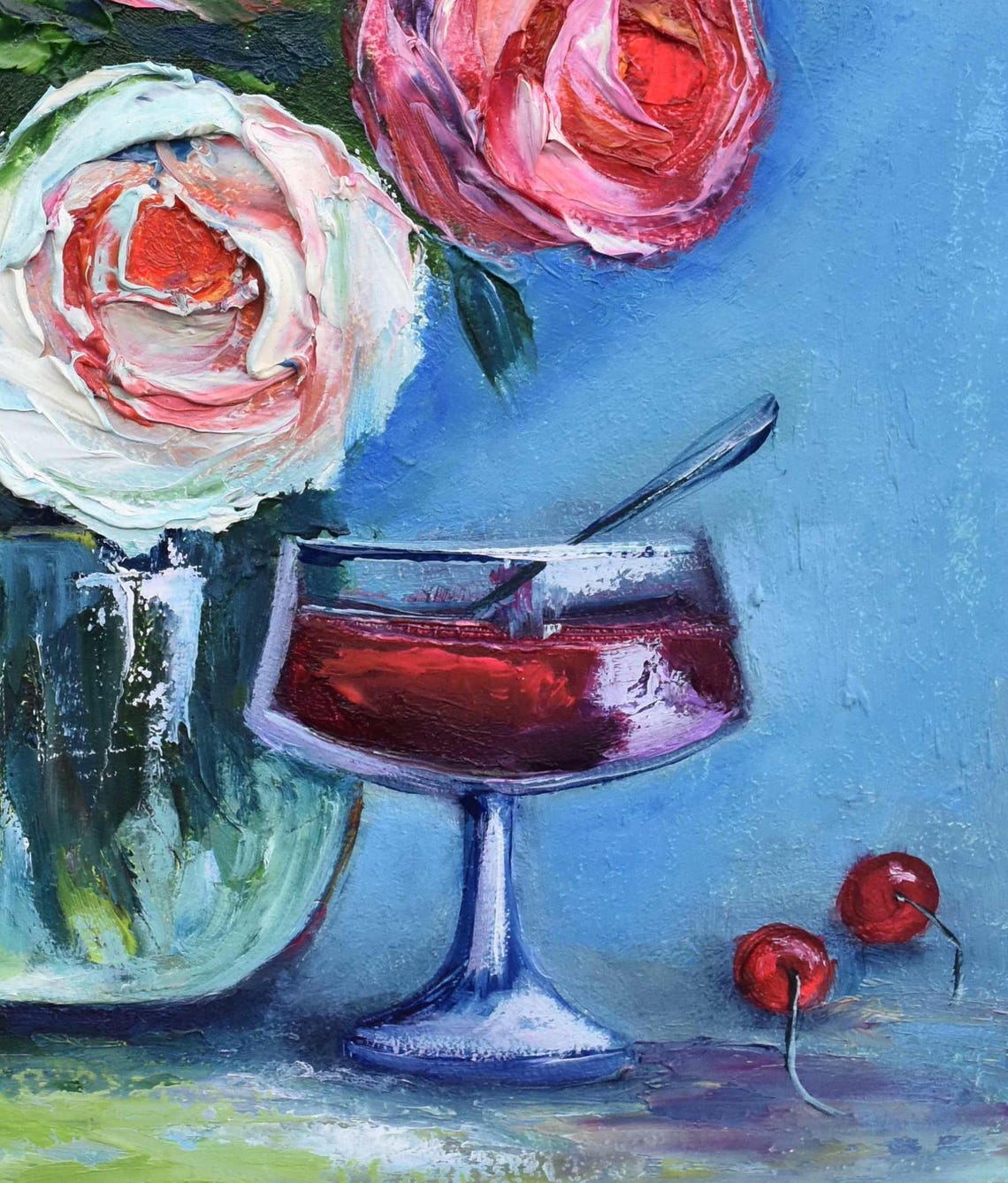 Rose Bouquet Still Life Painting Original Rose Painting Oil Roses Flowers Art Pink Flower Original Pink Flower Original Flower Artwork Roses - Image 5