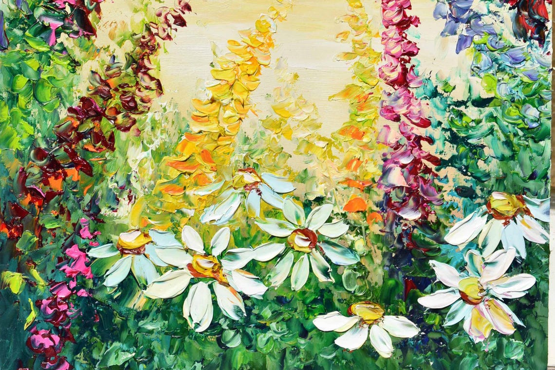 Meadow Painting Wild Flower Oil Painting Oil Impasto Painting Oil Art Flower Oil Painting Flowers Painting Colorful Sunset Flower Abstract - Image 4
