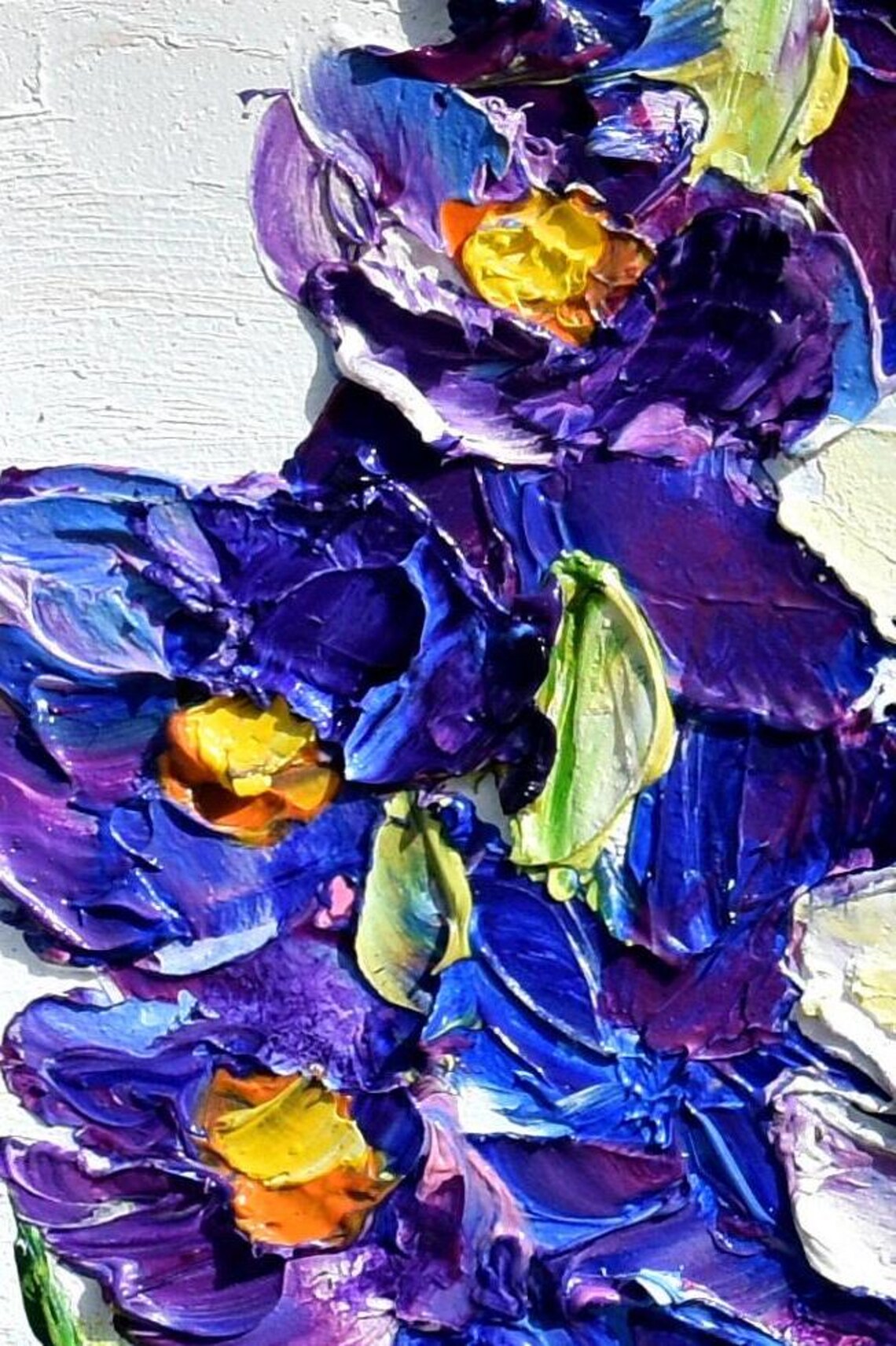 Purple Delphinium Spikes Bloom Garden Impasto Floral Painting Poster - Image 4
