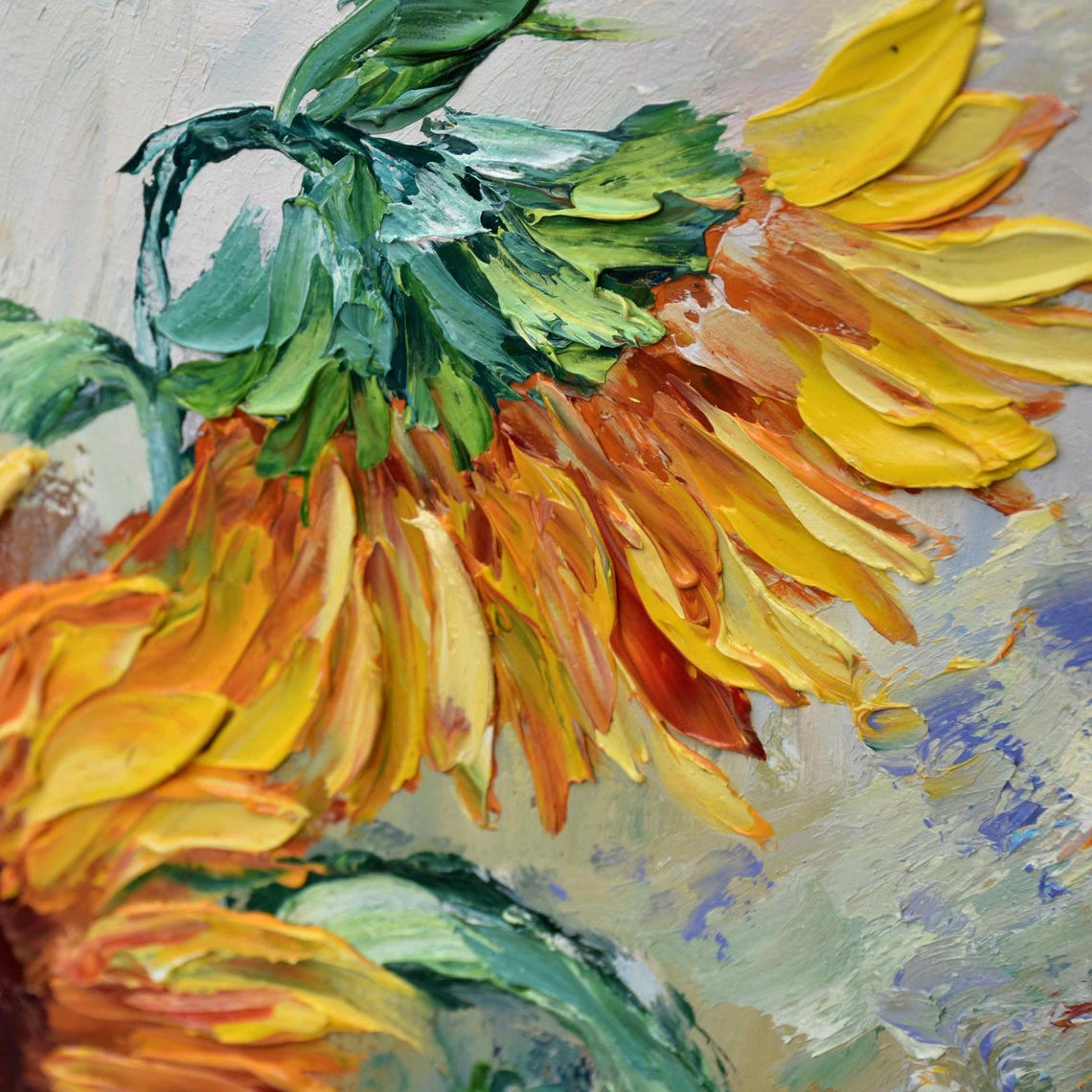 Sunflower Painting Flowers Painting Sunflower Summer Art Sunflowers Floral Sunflower Wall Art Sunflower Artwork Impasto Oil Painting Oil - Image 3