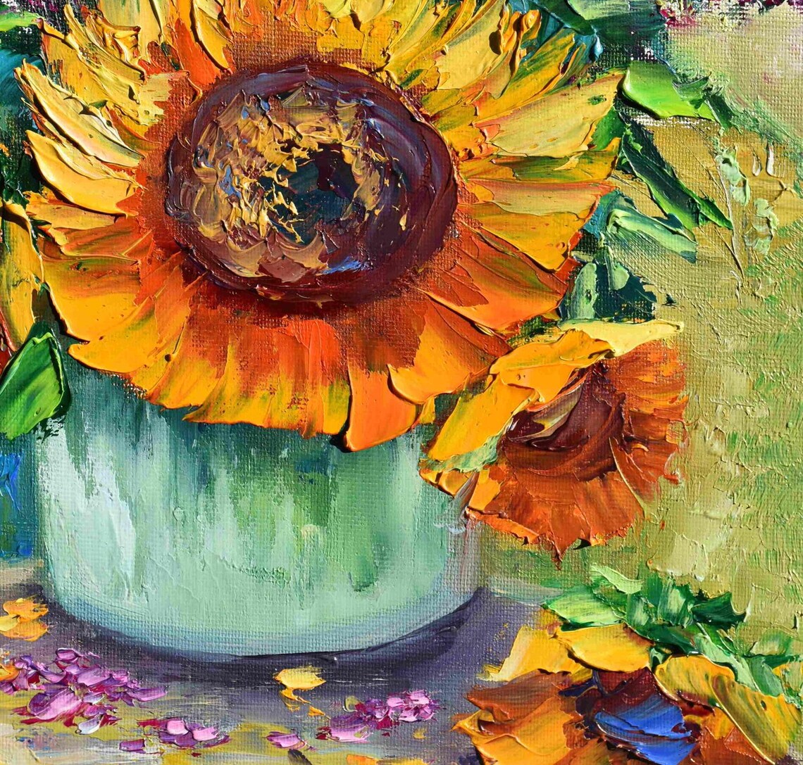 Sunflower Still Life, Wildflower Painting Art Print - Image 5