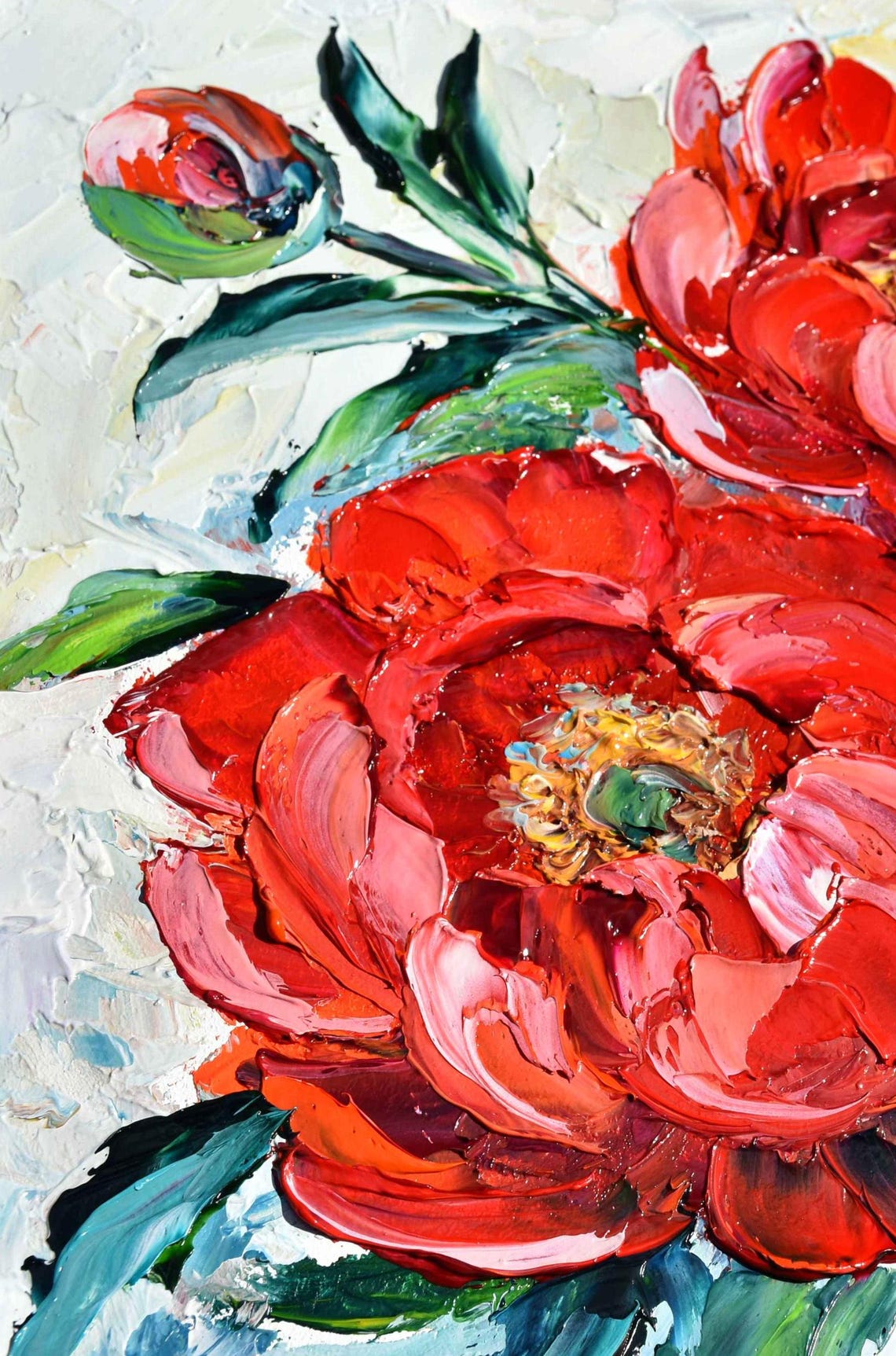 Peonies Painting Impasto Red Peonies Art Original Peony Art Flower Oil Painting Painting In Oil Pink Floral Wall Art Floral Artwork Original - Image 4