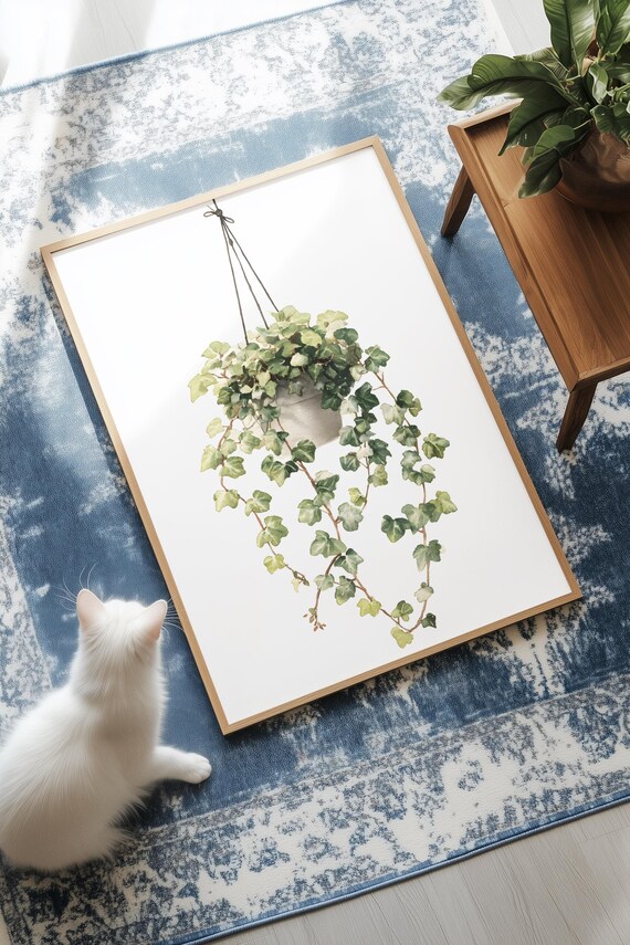 Hanging Ivy Watercolor Trailing Houseplant Botanical Art Poster
